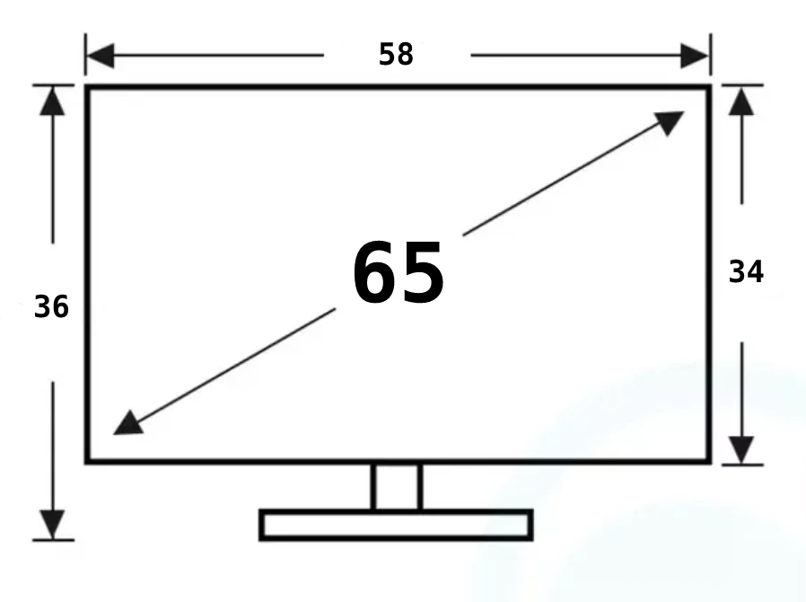 how big is a 65 inch tv across