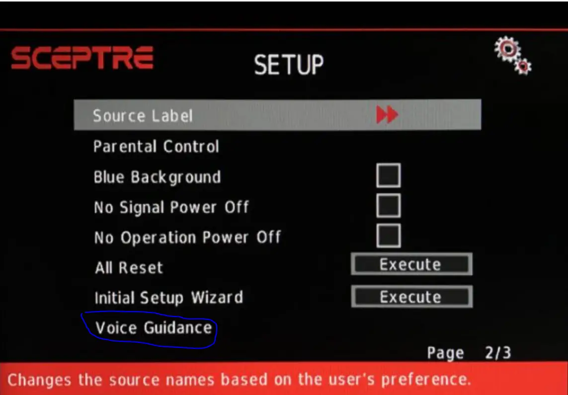 How to turn off or turn on the voice guide on your Sceptre TV TabTV