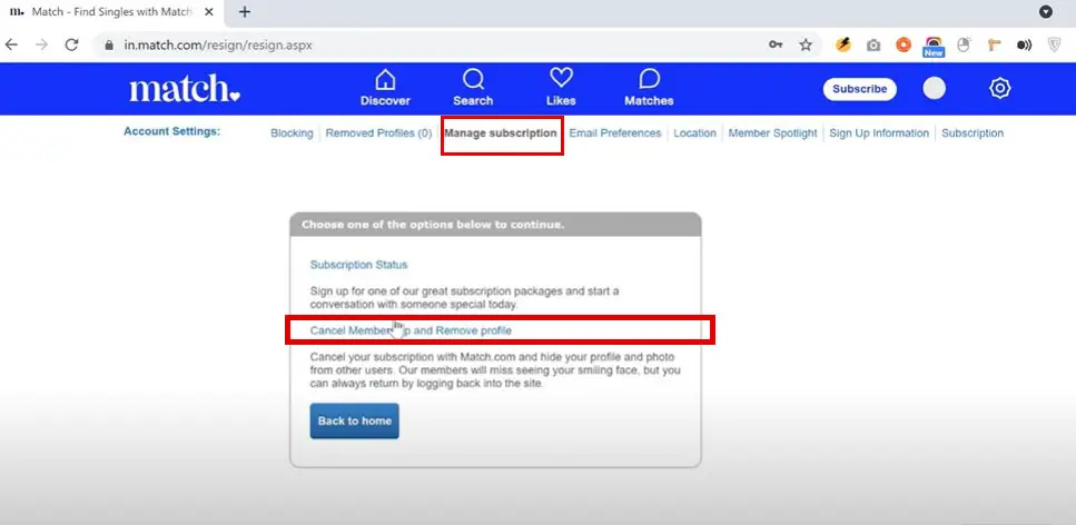 How to cancel a Match subscription1